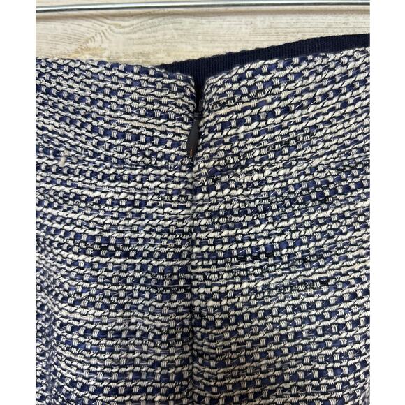 Land's End OUtfitters womens 14 boho twill blue white midi skirt cute fringe - Picture 5 of 6